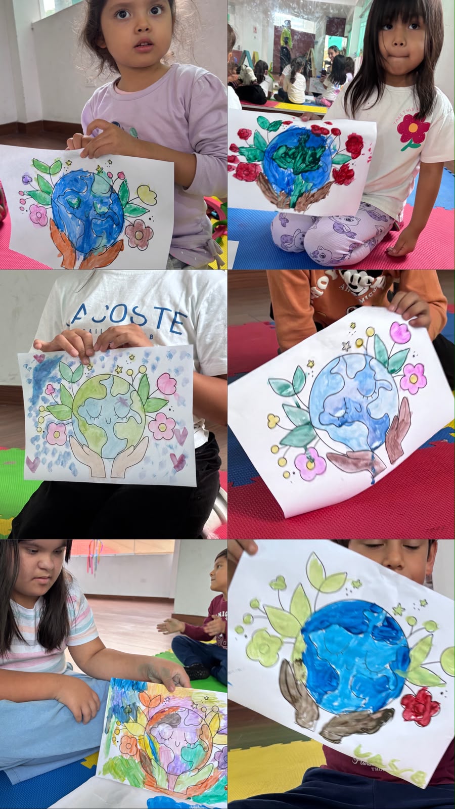 Trabajos de pintura realizados por niños